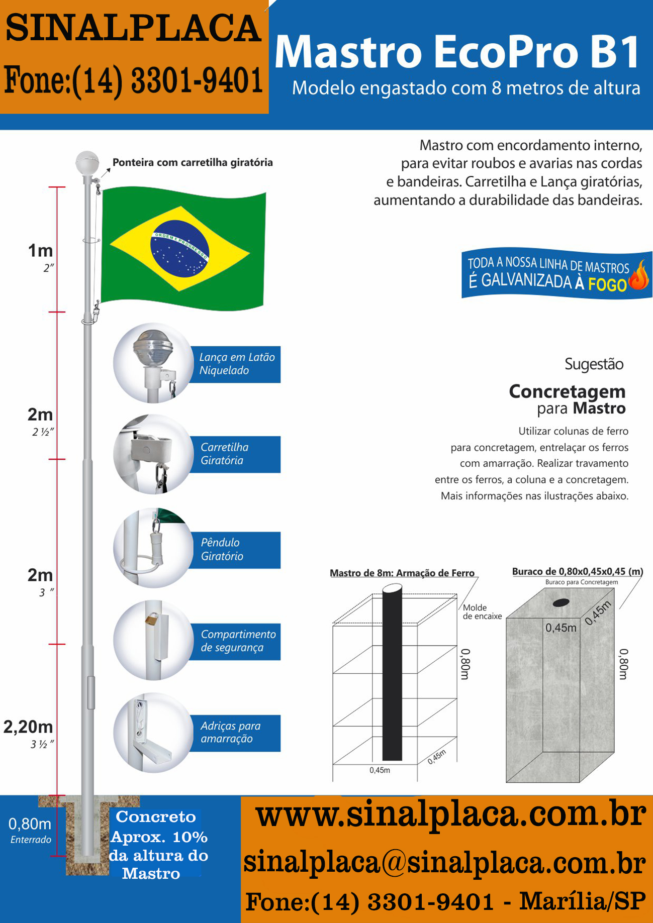 Mastro Tubo de A�o Galvanizado � Fogo